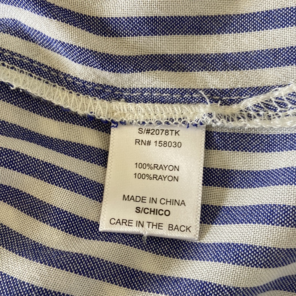 Love Tree Blue & White Stripe Button Down Blouse Size S NWOT - Picture 8 of 13
